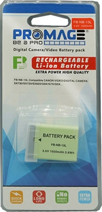 باتری لیتیوم-یونی قابل شارژ پرومِیج NB12L برای دوربین های فیلمبرداری/دیجیتال کانن PowerShot G1X II / N100 - سبز | AWP-5978