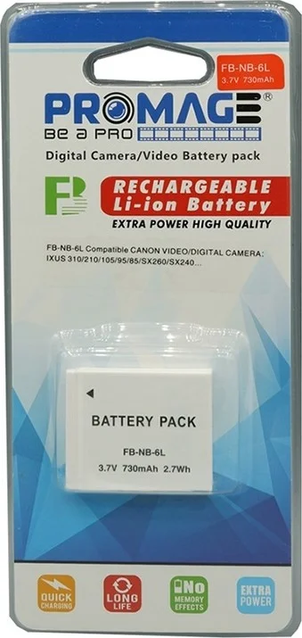 باتری لیتیوم-یونی قابل شارژ پرومِیج NB6L برای دوربین های کانن - سفید | AWP-5979