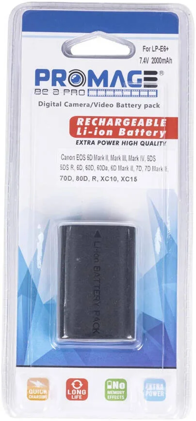 باتری دوربین کانن Promage LP-E8 با ظرفیت 1180mAh، باتری لیتیوم-یونی قابل شارژ برای کانن LPE8، چگالی انرژی بالا، بازیافت بالا، باتری با عمر طولانی | LPE8