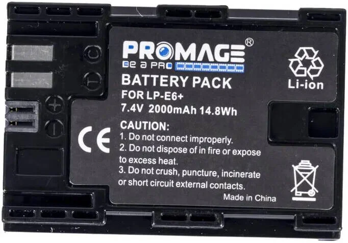 باتری دوربین کانن Promage LP-E8 با ظرفیت 1180mAh، باتری لیتیوم-یونی قابل شارژ برای کانن LPE8، چگالی انرژی بالا، بازیافت بالا، باتری با عمر طولانی | LPE8