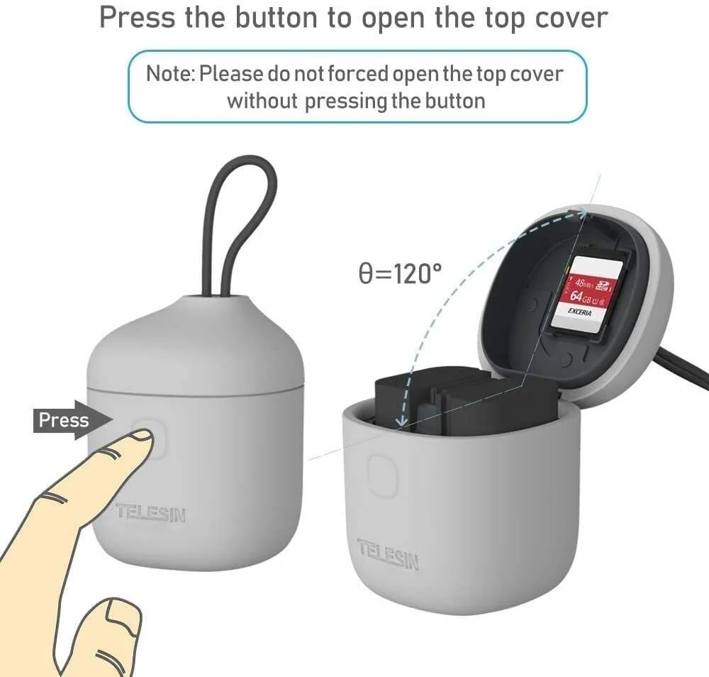 جعبه همه کاره TELE SIN 3 در 1 شارژر باتری USB دوگانه، کارت خوان SD و جعبه نگهداری برای باتری LP-E6، شارژر باتری دوگانه برای LP-E6