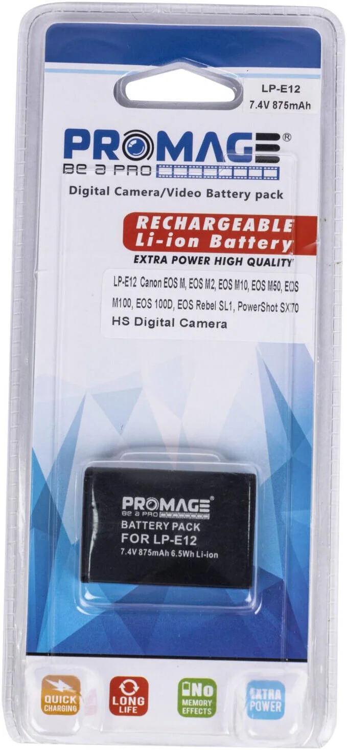 بسته باتری لیتیوم-یونی قابل شارژ پرومِیج Canon LP-E12 برای دوربین های Canon EOS و PowerShot | LP-E12