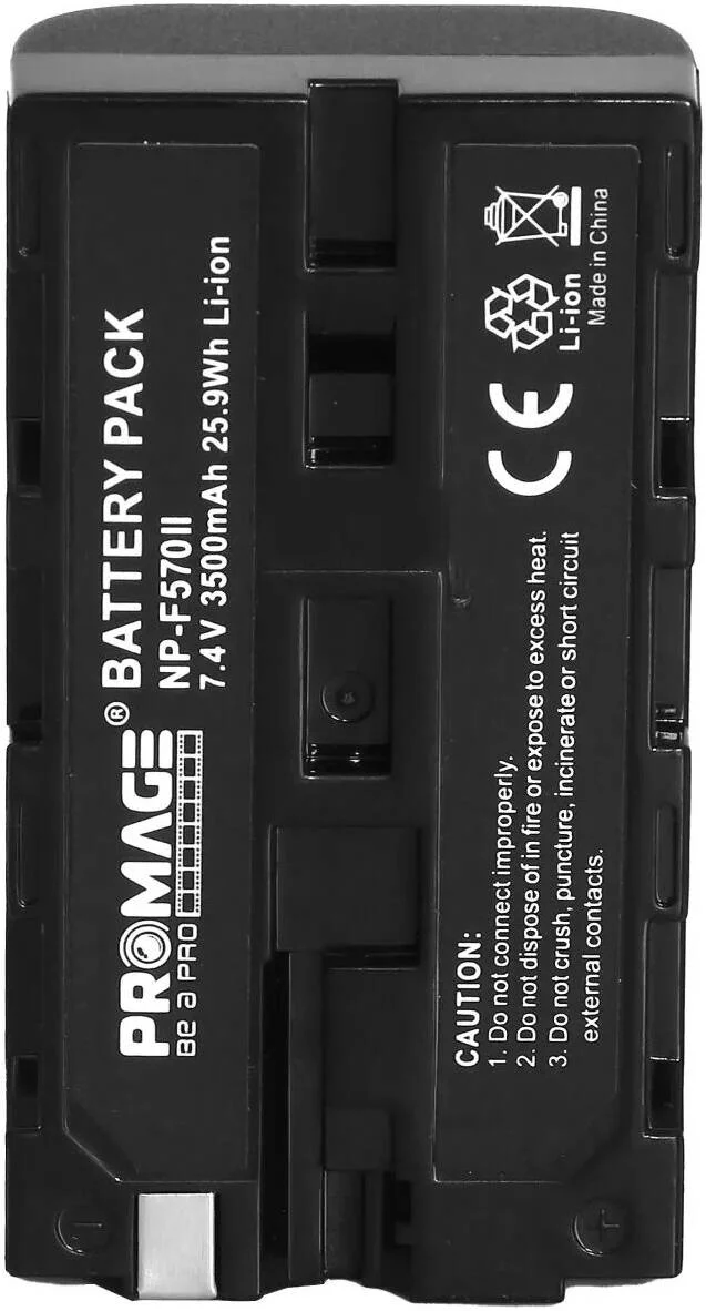 باتری چراغ ویدئویی دیجیتال Promage، باتری مانیتور چراغ LED ویدئویی، باتری قابل شارژ لیتیوم-یونی (Li-ion)، 7.4 ولت 3500 میلی آمپر ساعت 17.4 وات ساعت، مشکی | NP-F570 II باتری چراغ ویدئویی دیجیتال Promage، باتری مانیتور چراغ LED ویدئویی، باتری قابل شارژ لیتیوم-یونی (Li-ion)، 7.4 ولت 3500 میلی آمپر ساعت 17.4 وات ساعت، مشکی | NP-F570 II