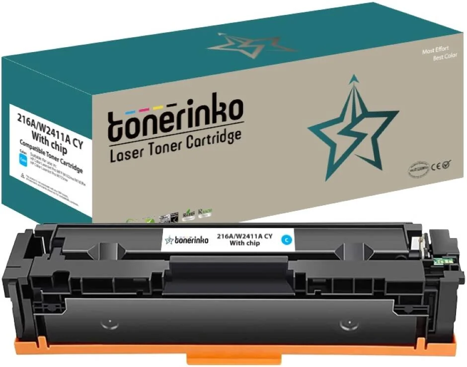 کارتریج تونر جایگزین پریمیوم تونرینکو سازگار با HP Color LaserJet Pro M155a, MFP M182n, MFP M183fw (فیروزه ای 216A/W2411A CY با چیپ) | W2411A CY