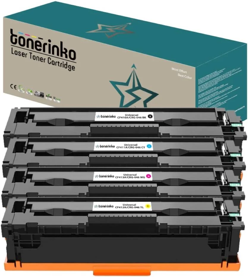 کارتریج تونر جایگزین پریمیوم تونرینکو سازگار با HP CF410A, 410X, CF410X، HP Color LaserJet Pro M477fdw, M477fnw, M477fdn, M452nw, M377dw، مشکی، فیروزه ای، سرخابی، زرد (بسته 4 عددی) | CF410A