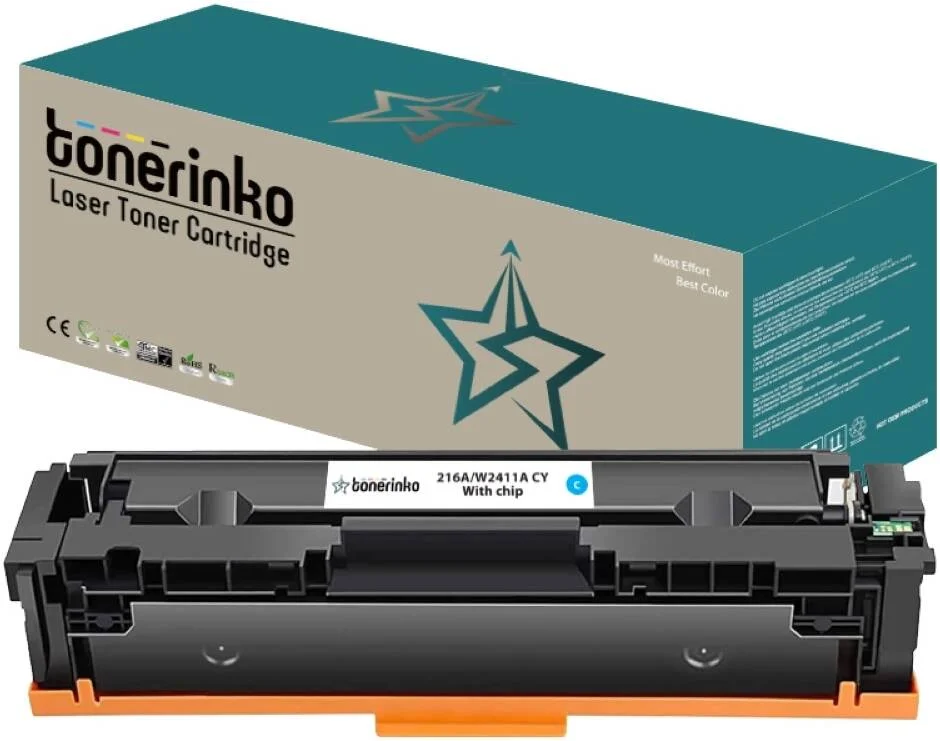 کارتریج تونر جایگزین پریمیوم تونرینکو سازگار با HP Color LaserJet Pro M155a, MFP M182n, MFP M183fw (فیروزه ای 216A/W2411A CY با چیپ) | W2411A CY