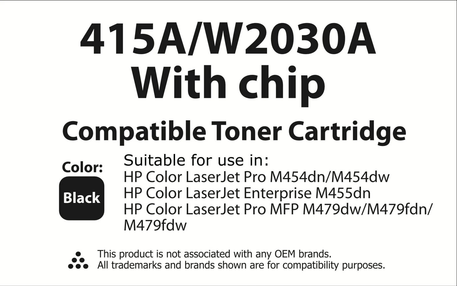 کارتریج تونر جایگزین پریمیوم تونرینکو سازگار با HP 415A,415X,W2030A, W2030X, W2031A, W2032A, W2033A، HP Color LaserJet Pro MFP M479fdw,M479fnw (مشکی 415A/W2030A با چیپ) | W2031A