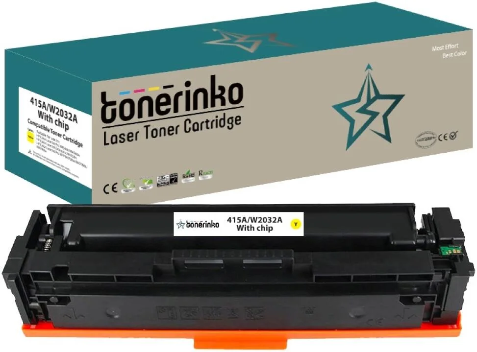 کارتریج تونر جایگزین ممتاز Tonerinko سازگار با HP 415A, 415X, W2030A, W2030X, W2031A, W2032A, W2033A، HP Color LaserJet Pro MFP M479fdw، (زرد 415A/W2032A با چیپست) | W2032A