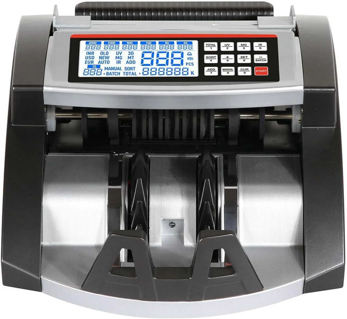 دستگاه شمارش پول CRONY مدل AL-6000، شمارشگر قابل حمل اسکناس برای درهم، دلار، یورو، ریال، تشخیص اسکناس تقلبی با UV MG IR DD، سرعت شمارش ≥1000 اسکناس در دقیقه با صفحه نمایش LCD