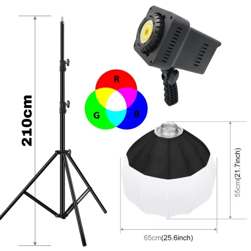 مجموعه نور ثابت ویدیویی Diamond COB RGB همراه با لنترن و پایه