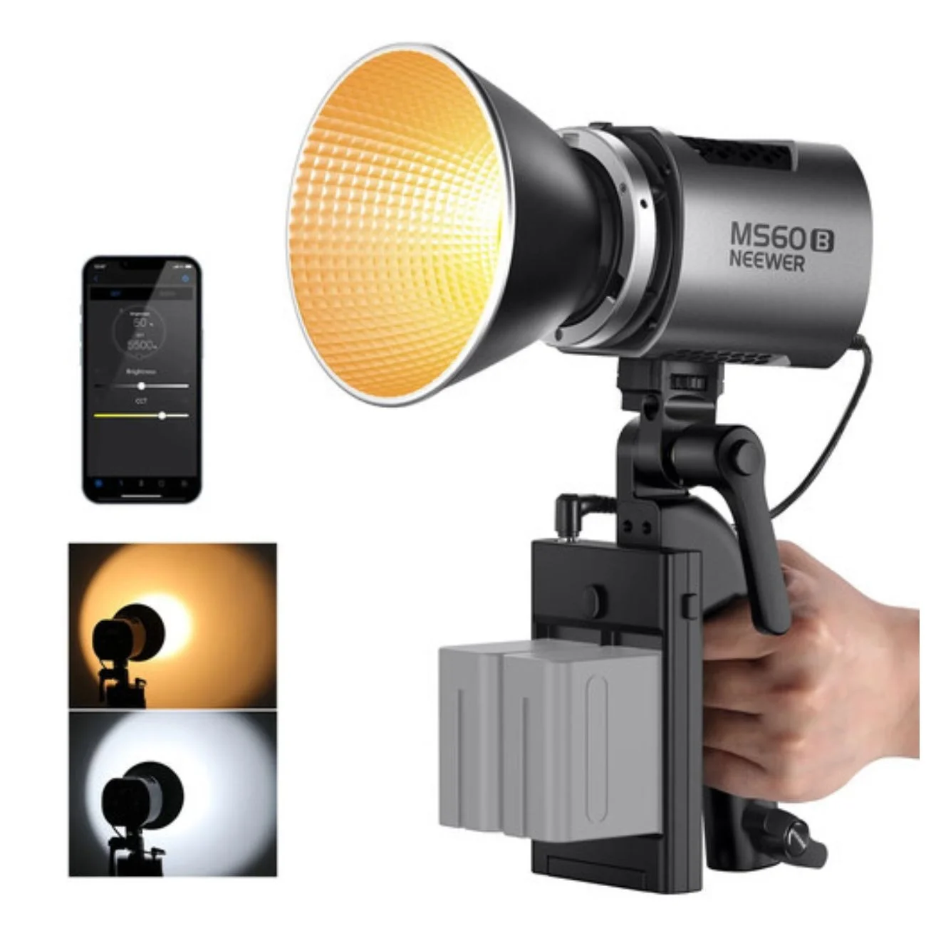 نور ویدیویی Neewer MS60B Bi-Color LED Monolight نقره ای