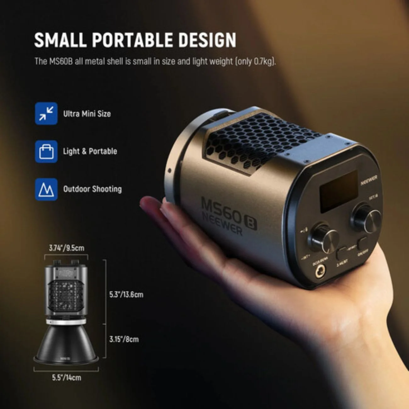 نور ویدیویی Neewer MS60B Bi-Color LED Monolight نقره ای