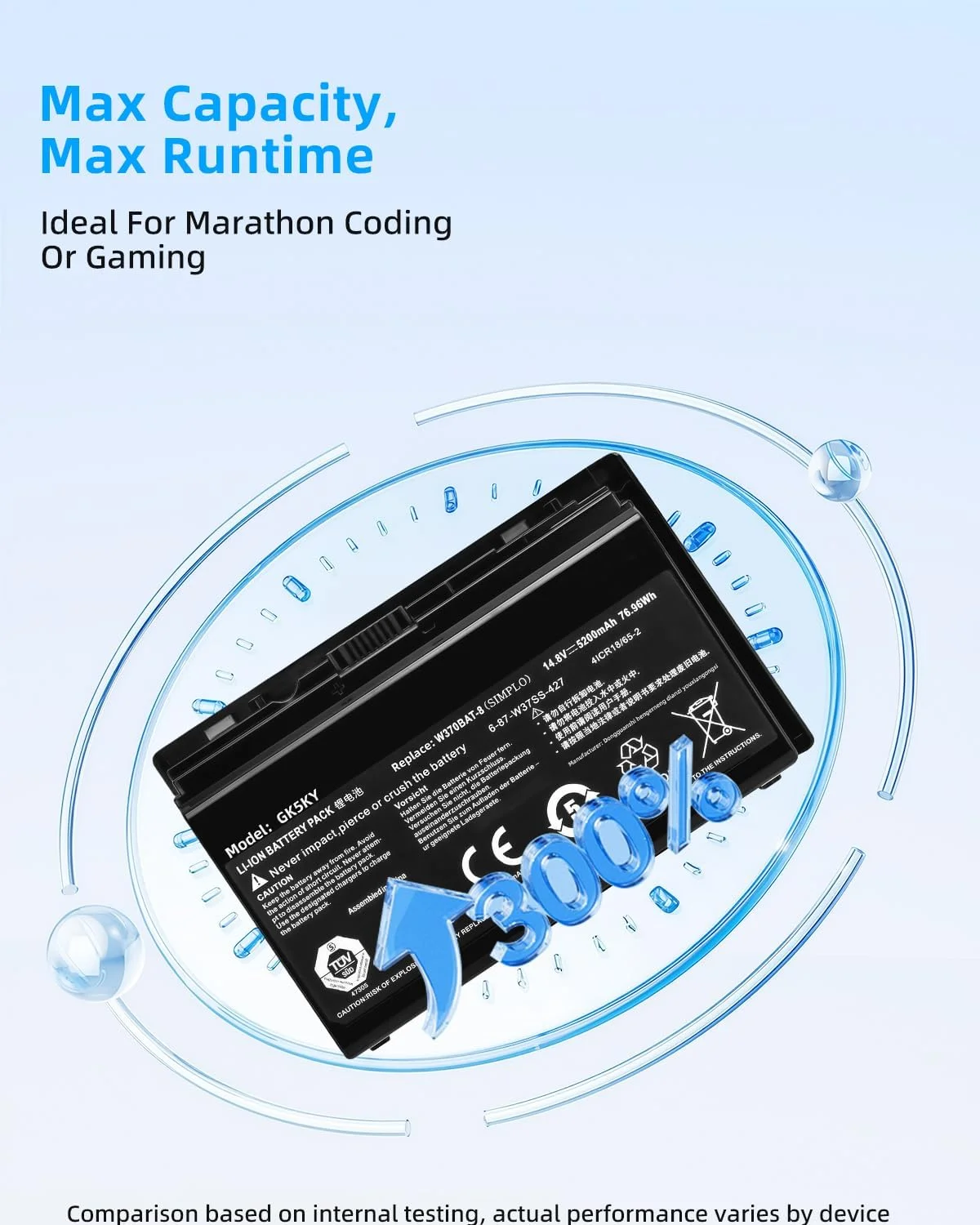 باتری لپ تاپ 76.96Wh W370BAT-8 برای Clevo W350ET W350ETQ W355STQ Schenker XMG A503 A522 A722 Sager NP6350 6370 7358 Gigabyte P2742 Hasee K650S K660E6-87-W370S 6-87-W37ES 6-87-W37SS با عملکرد بالا