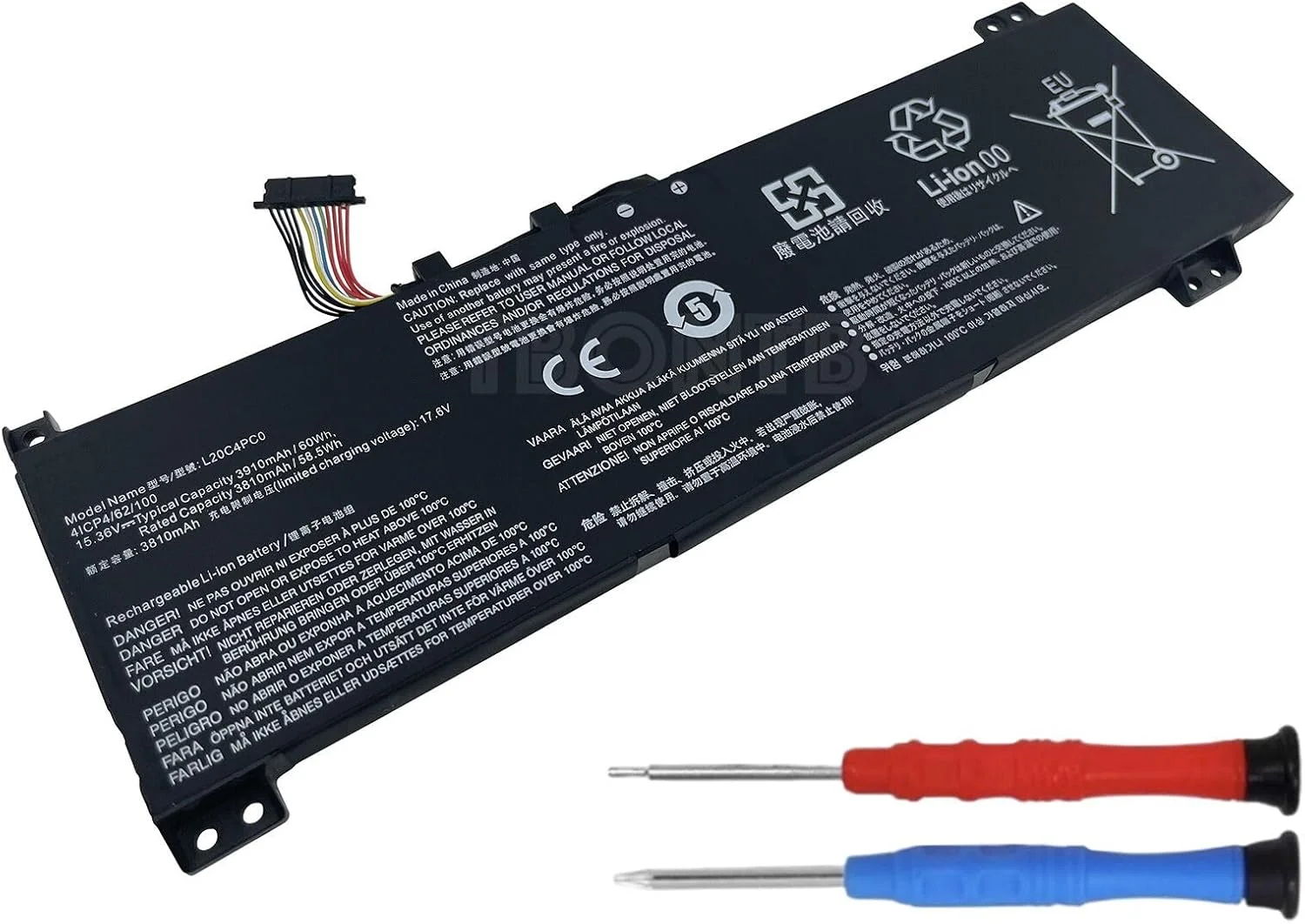 باتری TBONTB L20C4PC0 سازگار با لپ‌تاپ‌های Lenovo Legion 5-15ITH6H 5-15ACH6A ideapad Gaming 3-15ACH6 3-15IHU6 L20D4PC0 L20CL4PC0 L20M4PC0 L20D3PC2 L20C3PC2 L20M3PC2 Series [15.36V 60Wh 3910mAh]