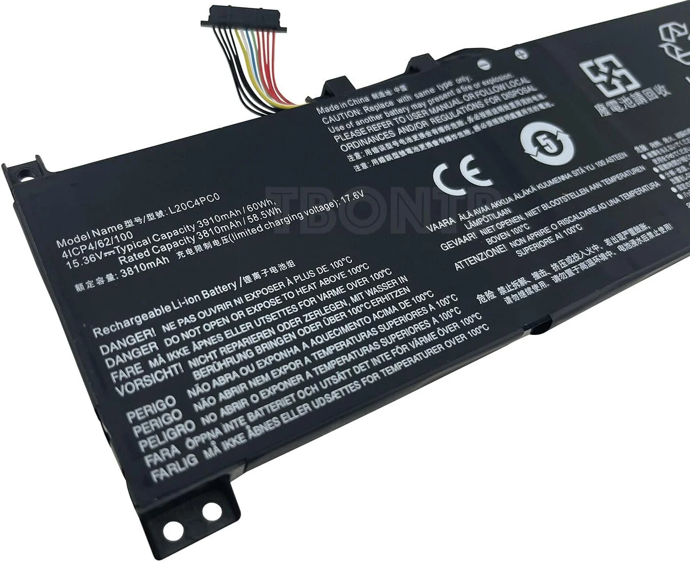 باتری TBONTB L20C4PC0 سازگار با لپ‌تاپ‌های Lenovo Legion 5-15ITH6H 5-15ACH6A ideapad Gaming 3-15ACH6 3-15IHU6 L20D4PC0 L20CL4PC0 L20M4PC0 L20D3PC2 L20C3PC2 L20M3PC2 Series [15.36V 60Wh 3910mAh]