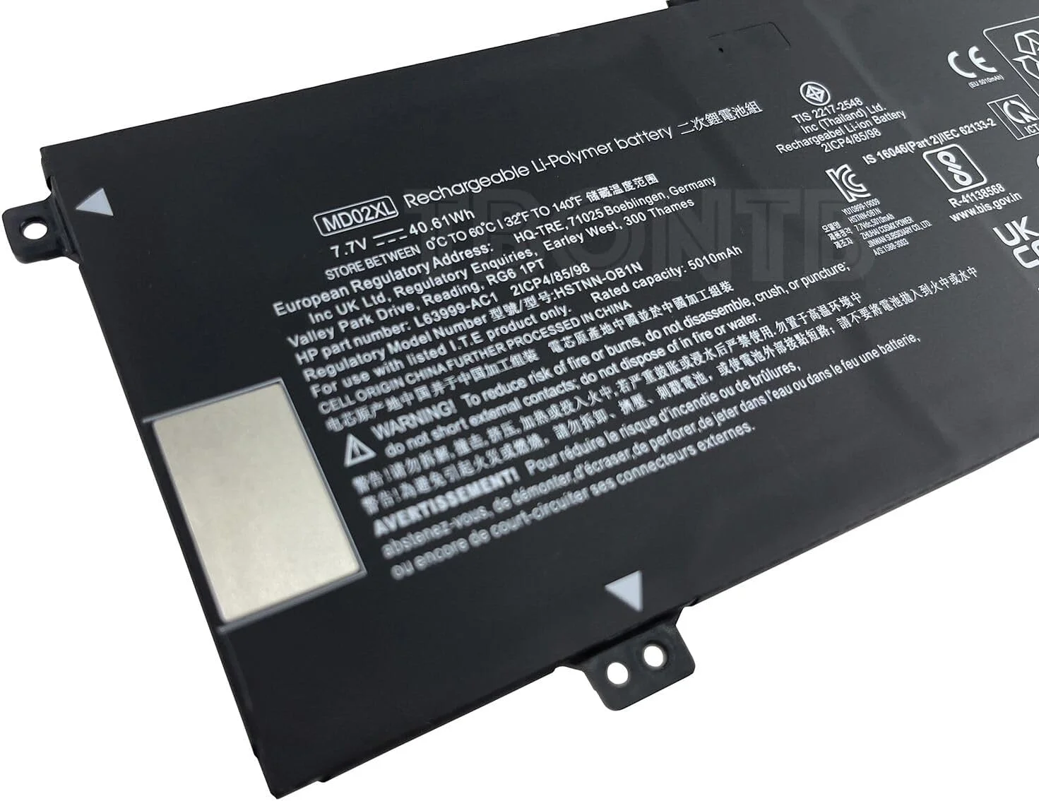 باتری TBONTB MD02XL سازگار با HP Chromebook X360 12-H0006NF 12-H0500SA 12B 12B-CA0000 HSTNN-OB1N L63999-AC1 L63999-421 L64430-005 2ICP4/85/98 Series [7.7V 40.61Wh 5010mAh]