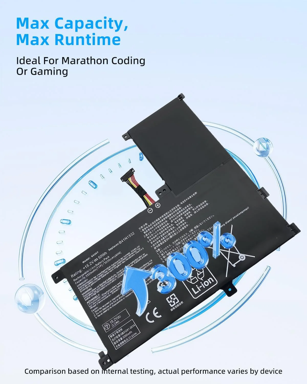 باتری لپ تاپ 50Wh B41N1532 جایگزین برای Asus Q504U Q504UA Q534UA Q504UAK برای Zenbook برای Flip UX560 UX560UAK UX560UA UX560UA-FZ014T Q504UA-BBI5T12 BHI5T13 UX560UQ-FJ051T B41BK25 با عملکرد بالا باتری لپ تاپ 50Wh B41N1532 جایگزین برای Asus Q504U Q504UA Q534UA Q504UAK برای Zenbook برای Flip UX560 UX560UAK UX560UA UX560UA-FZ014T Q504UA-BBI5T12 BHI5T13 UX560UQ-FJ051T B41BK25 با عملکرد بالا