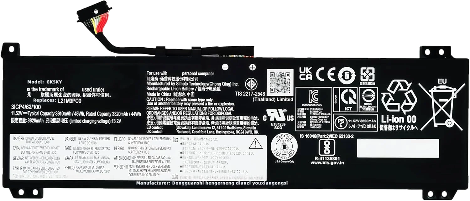 باتری لپ تاپ 45wh مدل L21C3PC0 L21M3PC0 L21D3PC0 جایگزین برای لپ تاپ لنوو سری IdeaPad Gaming 3-15ARH7 3-15IAH7 نوت بوک SB11F36369 5B11F36371 SB11F36375 SB11F36367 5B11F36370 با عملکرد بالا باتری لپ تاپ 45wh مدل L21C3PC0 L21M3PC0 L21D3PC0 جایگزین برای لپ تاپ لنوو سری IdeaPad Gaming 3-15ARH7 3-15IAH7 نوت بوک SB11F36369 5B11F36371 SB11F36375 SB11F36367 5B11F36370 با عملکرد بالا