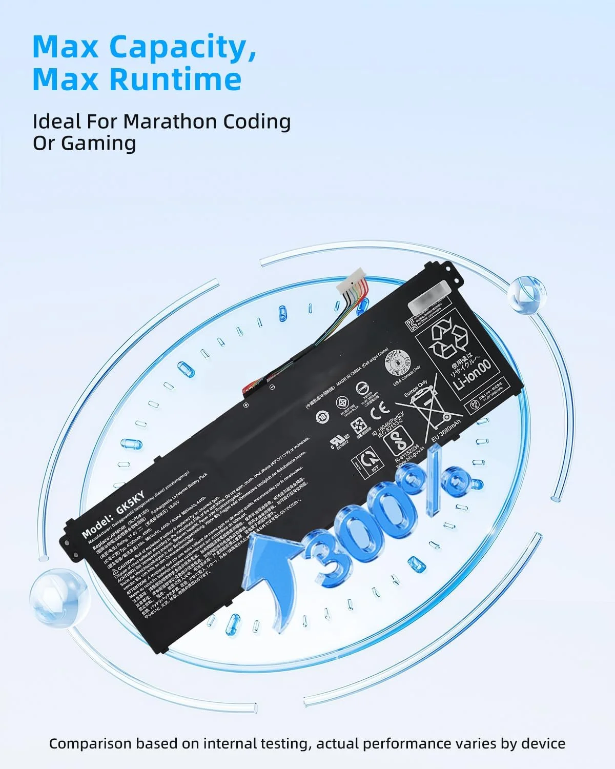 باتری لپ تاپ 48Wh AP18C4K با ظرفیت 4200mAh و ولتاژ 11.4V جایگزین برای Acer Spin 3 SP314-54N / Aspire 5 A515-43 A515-43G / Aspire 5 A515-44 A515-44G سری KT.00304.012 3ICP5/81/68 با عملکرد بالا