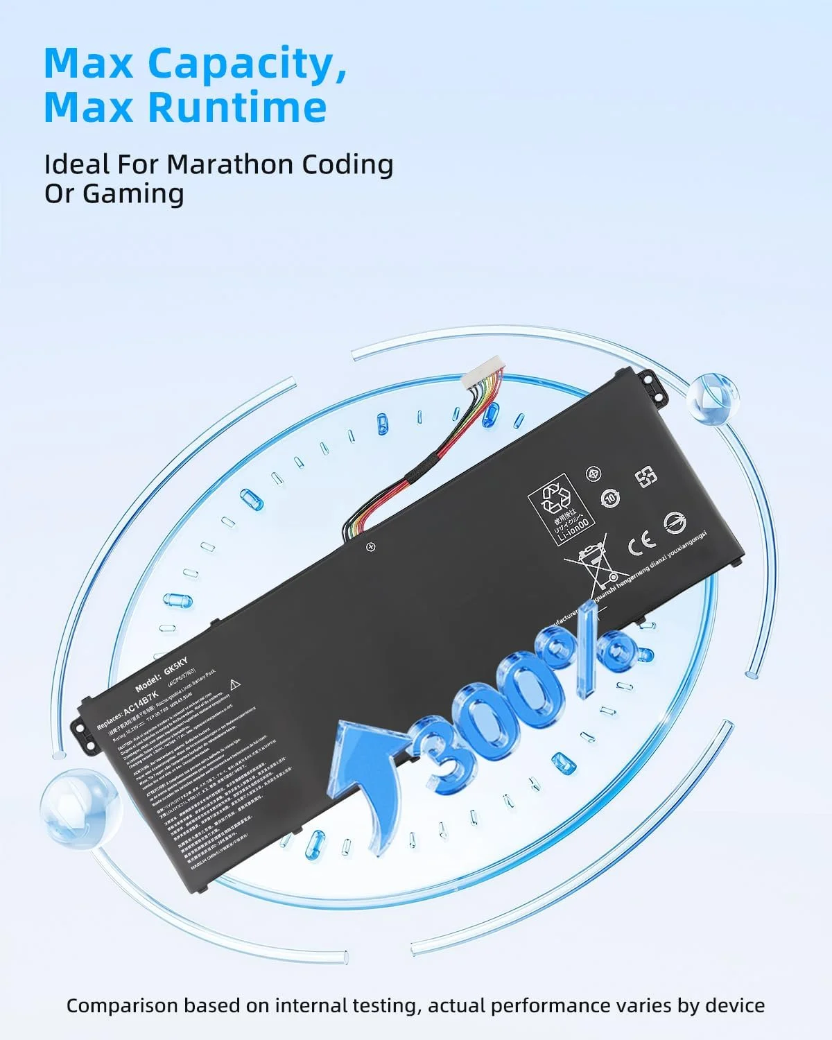 باتری لپ تاپ جایگزین AC14B7K با ظرفیت 50.7Wh برای Acer Swift 3 SF313-51 SF314-55 SF314-55G SF314-56G SF314-52 SF314-52-536Y SF314-52G Spin 5 SP515-51N SP515-51GN-84KQ Nitro 5 AN515-42 با عملکرد بالا