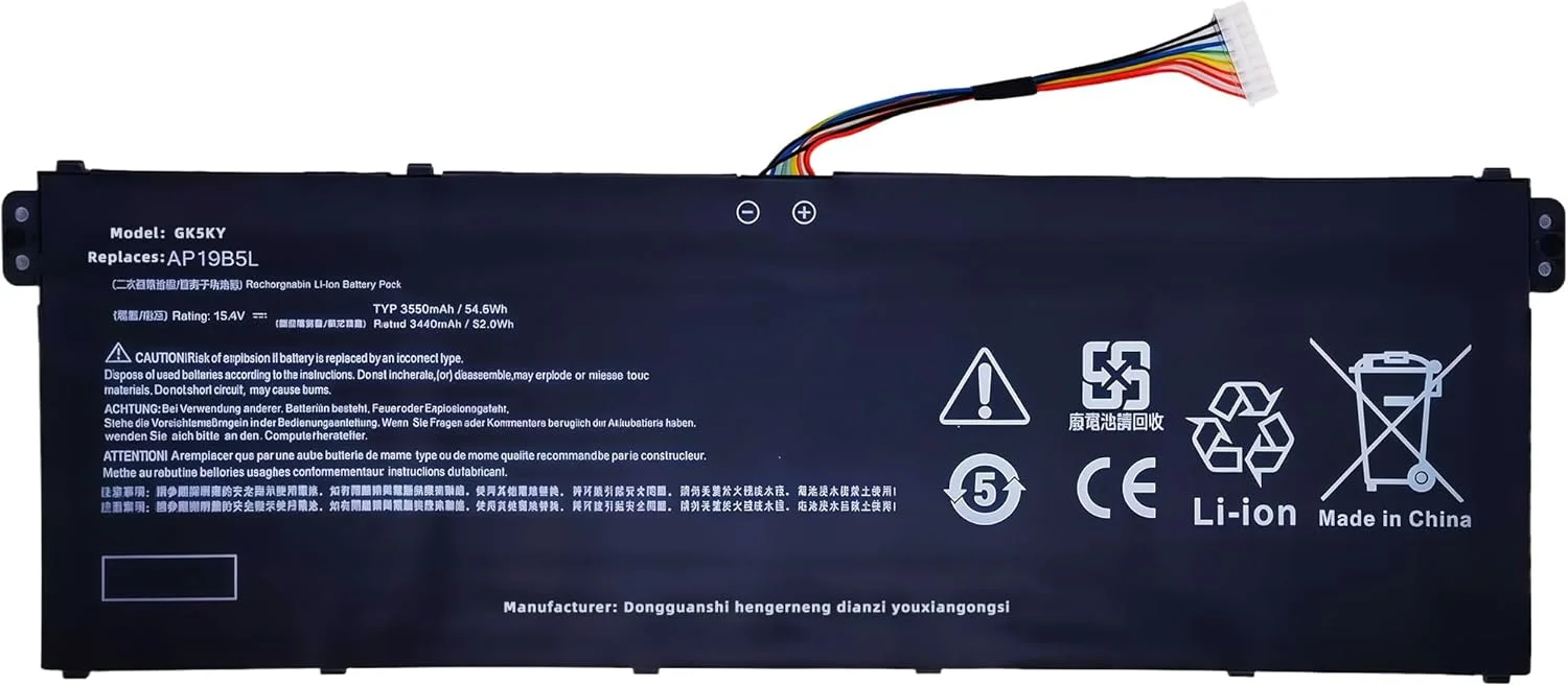 باتری لپ تاپ 54.6Wh AP19B5L جایگزین برای ACER Aspire 5 A515-56G-77WL A515-55 A515-43 A515-44 A514-54 Swift 3 SF314-42-R9YN TravelMate P215-52 KT00405010 4INP5/61/71 15.4V با عملکرد بالا باتری لپ تاپ 54.6Wh AP19B5L جایگزین برای ACER Aspire 5 A515-56G-77WL A515-55 A515-43 A515-44 A514-54 Swift 3 SF314-42-R9YN TravelMate P215-52 KT00405010 4INP5/61/71 15.4V با عملکرد بالا