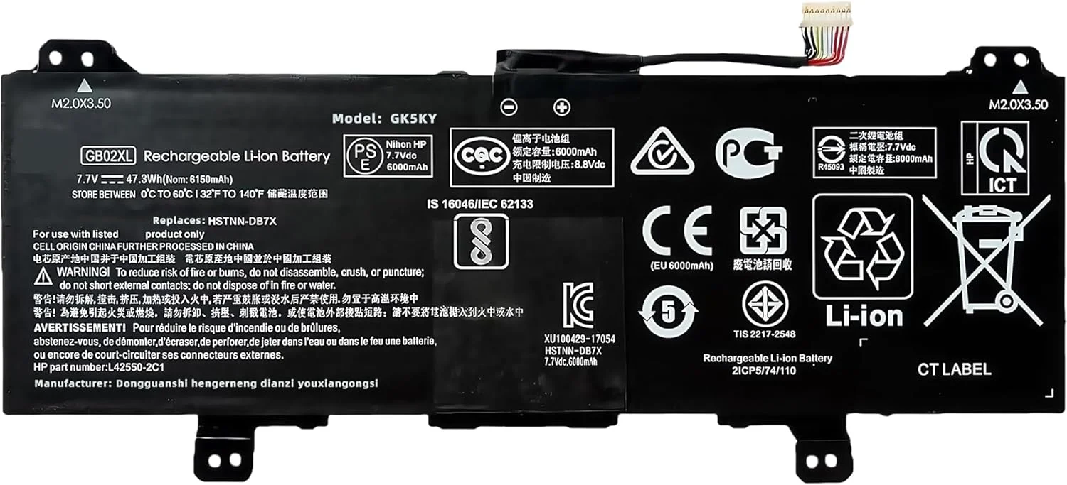 باتری لپ تاپ 47.3Wh GB02XL جایگزین برای HP برای ChromeBook 14-DB0051CL X360 11 G2 EE 11A G6 G8 EE Series HSTNN-UB7M -DB7X HSTNN-IB8W L42550-271 L42550-541 917725-855 L42583-005 با عملکرد بالا باتری لپ تاپ 47.3Wh GB02XL جایگزین برای HP برای ChromeBook 14-DB0051CL X360 11 G2 EE 11A G6 G8 EE Series HSTNN-UB7M -DB7X HSTNN-IB8W L42550-271 L42550-541 917725-855 L42583-005 با عملکرد بالا
