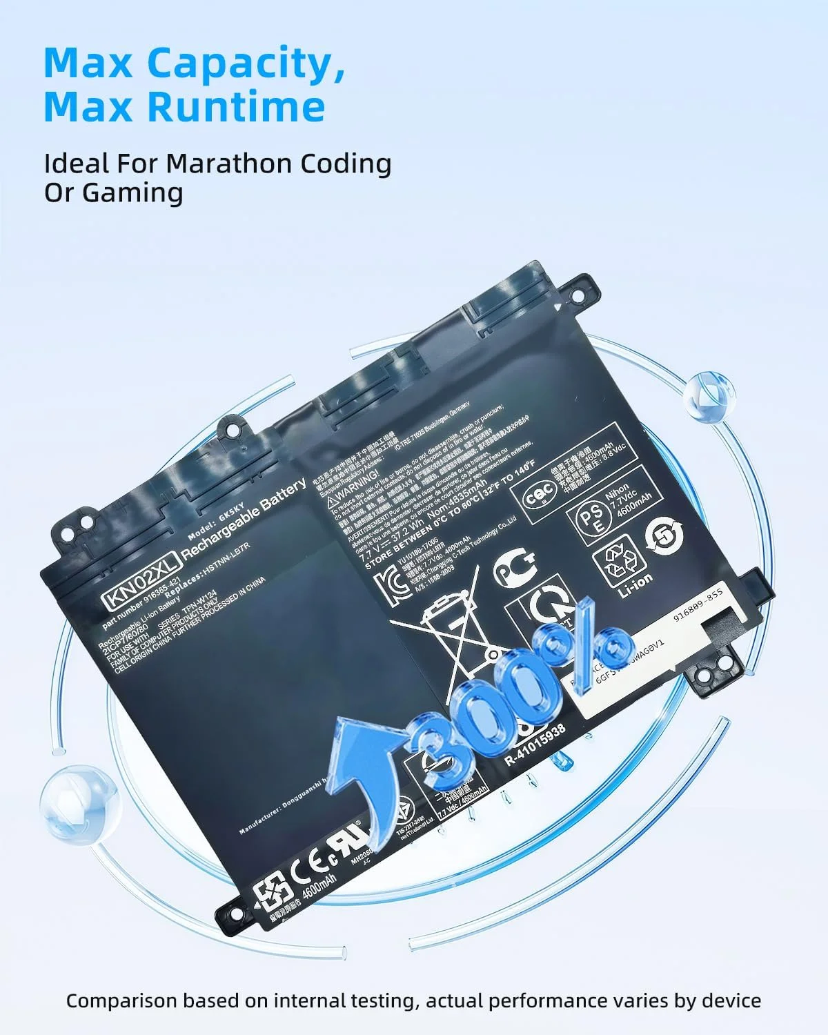 باتری لپ تاپ 37.2Wh KN02XL جایگزین برای HP Pavilion x360 Convertible 11-AD 11-AD010CA 11M-AD113DX 11-adxxxTU Series HSTNN-LB7R HSTNN-UB7F 916365-421 916365-541 916809-855 با عملکرد بالا