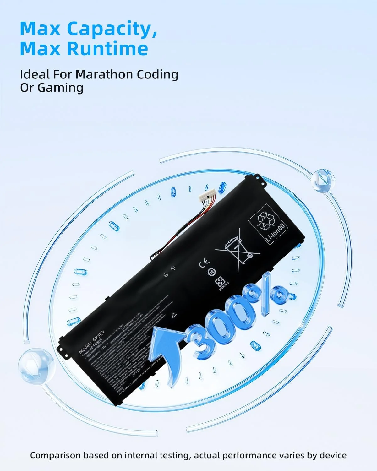 باتری لپ تاپ 41wh AP19B5K جایگزین برای ACER Aspire 3 A314-22 A315-23 A315-57G A317، Aspire 5 سری A514، Aspire 7 A715-42G، Chromebook 15 CB315-3H سری Spin 3، عملکرد بالا