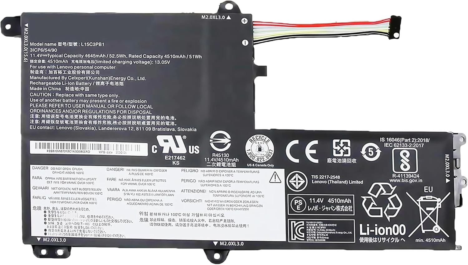 باتری لپ تاپ 52.5Wh L15L3PB0 11.4V جایگزین برای لنوو Flex 5 1470 1570 IdeaPad 320S-14IKB 320S-15ABR 320S-15AST/15IKB/15ISK 520S-14IKB Yoga 520-14IKB سری L15M3PB0 L15C3PB1 با عملکرد بالا باتری لپ تاپ 52.5Wh L15L3PB0 11.4V جایگزین برای لنوو Flex 5 1470 1570 IdeaPad 320S-14IKB 320S-15ABR 320S-15AST/15IKB/15ISK 520S-14IKB Yoga 520-14IKB سری L15M3PB0 L15C3PB1 با عملکرد بالا