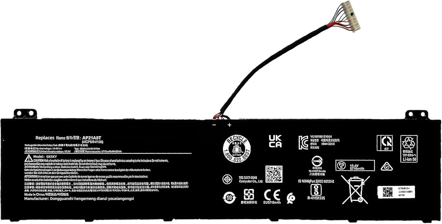 باتری لپ تاپ 90.61Wh AP21A8T برای Acer Predator Helios 300 PH317-56-78LY PH317-56-78SM PH315-55-72EA PH315-55-770K PH315-55-965Z PH315-55-78L7 PH315-55-796N Nitro 5 AP21A5T AP21A7T با عملکرد بالا باتری لپ تاپ 90.61Wh AP21A8T برای Acer Predator Helios 300 PH317-56-78LY PH317-56-78SM PH315-55-72EA PH315-55-770K PH315-55-965Z PH315-55-78L7 PH315-55-796N Nitro 5 AP21A5T AP21A7T با عملکرد بالا