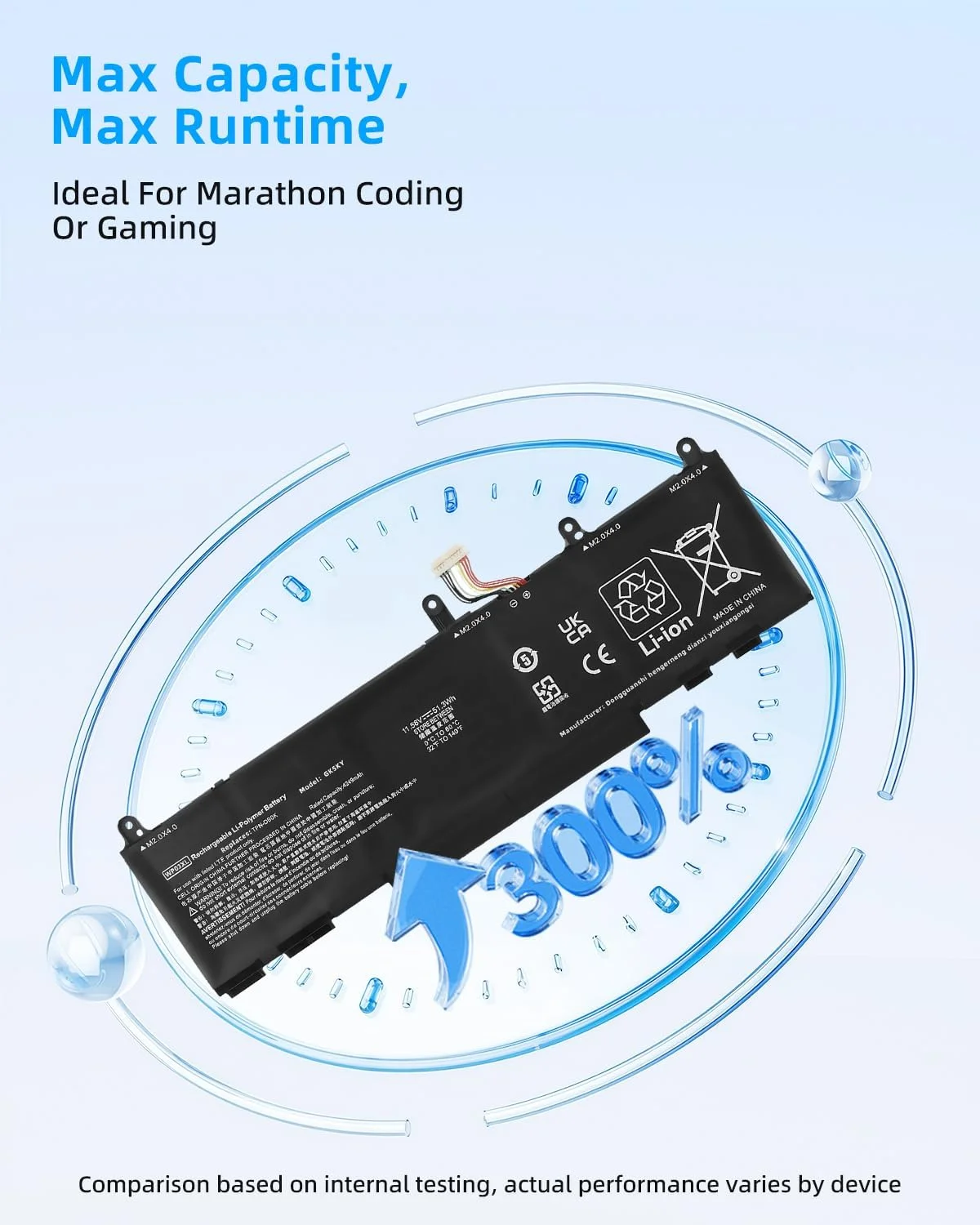 باتری لپ تاپ 51.3Wh WP03XL M73466-005 جایگزین برای HP EliteBook 830 835 840 845 860 865 G9 G10 x360 1040 G9 G10 Split X2 13-M00 13-M000 HSTNN-0B2J HSTNN-LB8W HSTNN-IB9Y با عملکرد بالا