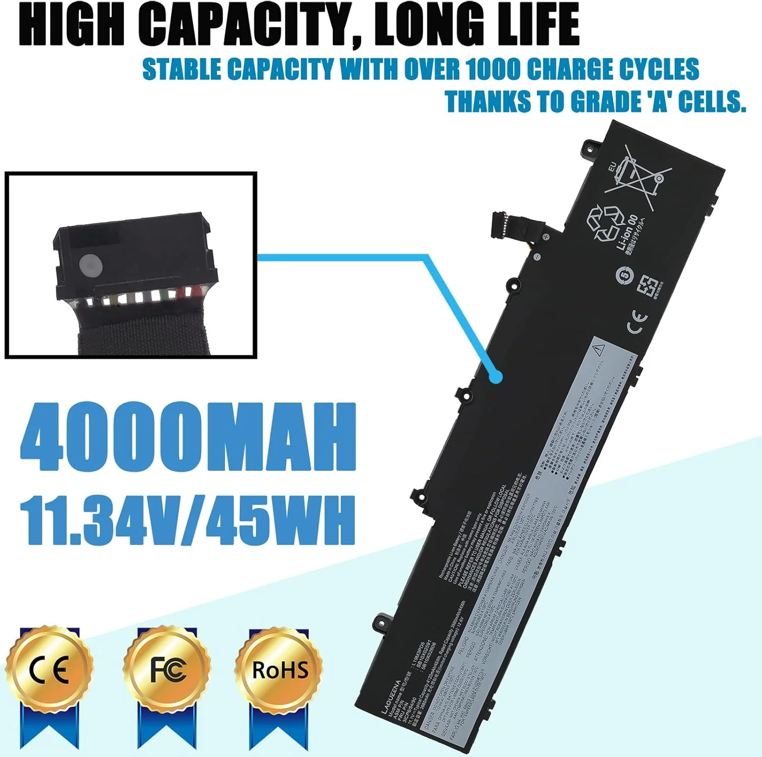 باتری لپ تاپ L19M3PD5 سازگار با Lenovo Thinkpad E14 Gen 2 20T6 20TA/ E14 Gen 3 20Y7 20YD 20YE/ E15 Gen 2 20T8 20TD سری L19C3PD5 SB10X02597 5B10X02600 SB10X02591 L19D3PD5 L19L3PD5