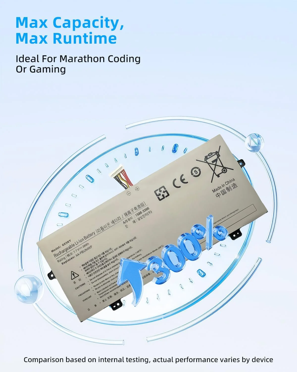 باتری لپ تاپ 39Wh AA-PBUN4KP برای سامسونگ نوت بوک 9 Pen NP930QAA NT930QBE NT930QBV NP930QAA-K01CN NP930QAA-U02HK NT930QAA-K310W NT930QAA-K39W 930QAA-K716 NP930QAA-K04 930QAA-K01 با عملکرد بالا