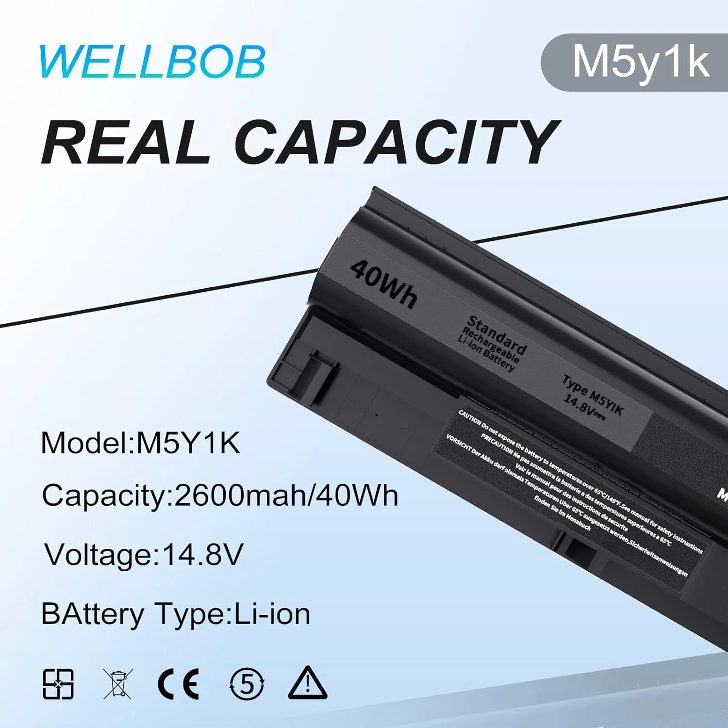 باتری M5Y1K مناسب برای دل Inspiron 5559 5558، برای دل Inspiron 15 سری 3000 و 5000 مدل های 3558 3567 5555 5566 5759، سازگار با باتری لپ تاپ دل K185W GXVJ3 M5y1k 14.8V 40Wh