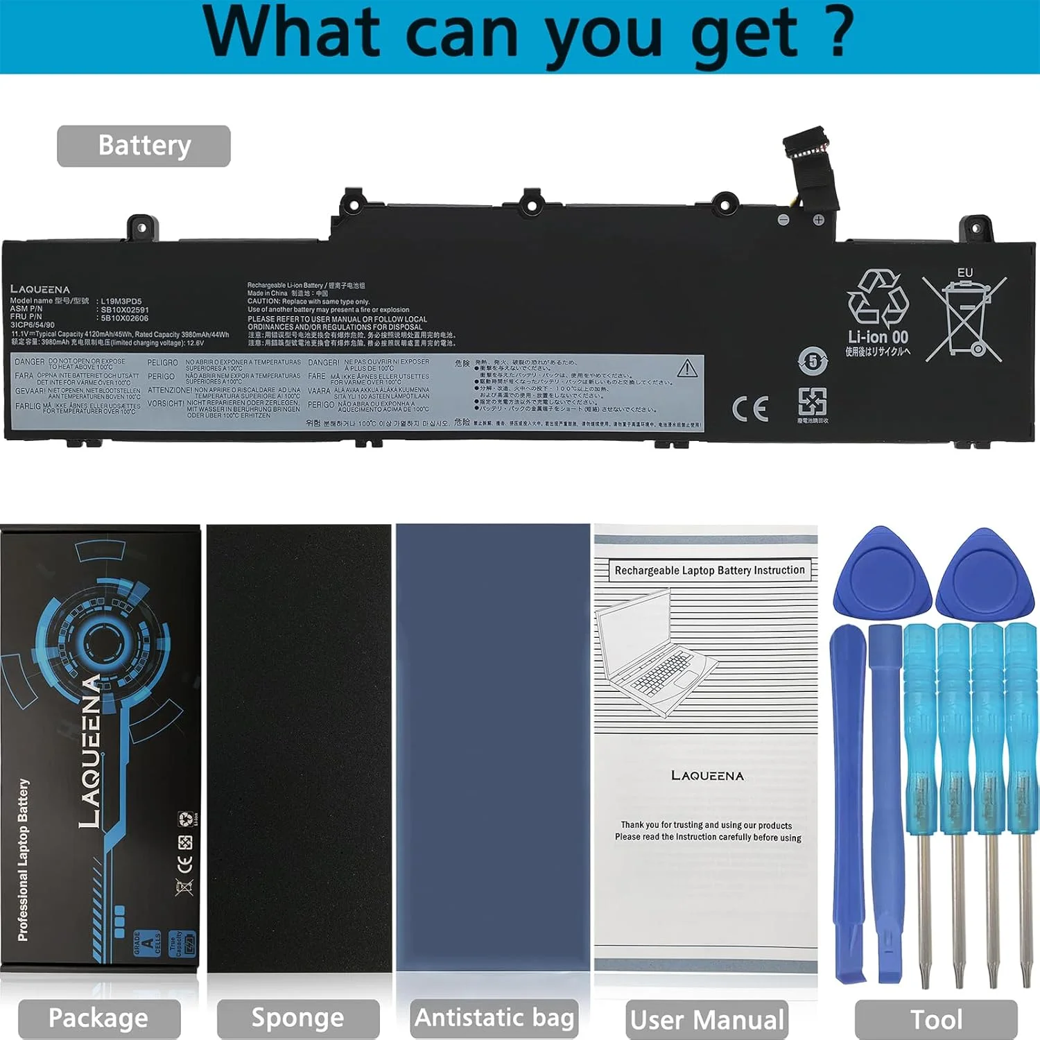 باتری لپ تاپ L19M3PD5 سازگار با Lenovo Thinkpad E14 Gen 2 20T6 20TA/ E14 Gen 3 20Y7 20YD 20YE/ E15 Gen 2 20T8 20TD سری L19C3PD5 SB10X02597 5B10X02600 SB10X02591 L19D3PD5 L19L3PD5
