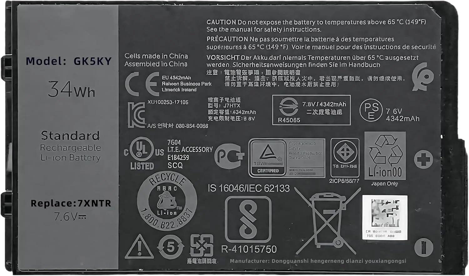 باتری لپ تاپ 34Wh J7HTX 7XNTR مناسب برای دل Latitude 12 7202 7212 7220 Rugged Extreme تبلت 12 اینچی سری 2JT7D 02JT7D FH8RW J82G5 VW5Y4 451-BBOR 451-BCCO 451-BCDH T03H T03H001 T03H002 با عملکرد بالا