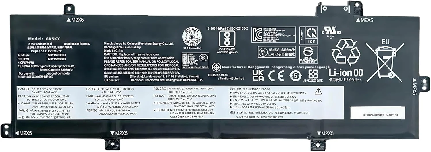 باتری لپ تاپ 86Wh L21M4P74 جایگزین برای لنوو ThinkPad T16 Gen 1 / ThinkPad T16 Gen 2 / ThinkPad P16s Gen 1 P16s Gen 2 سری L21C4P72 L21D4P73 L21M4P73 L21L4P72 L21D4P72 با عملکرد بالا