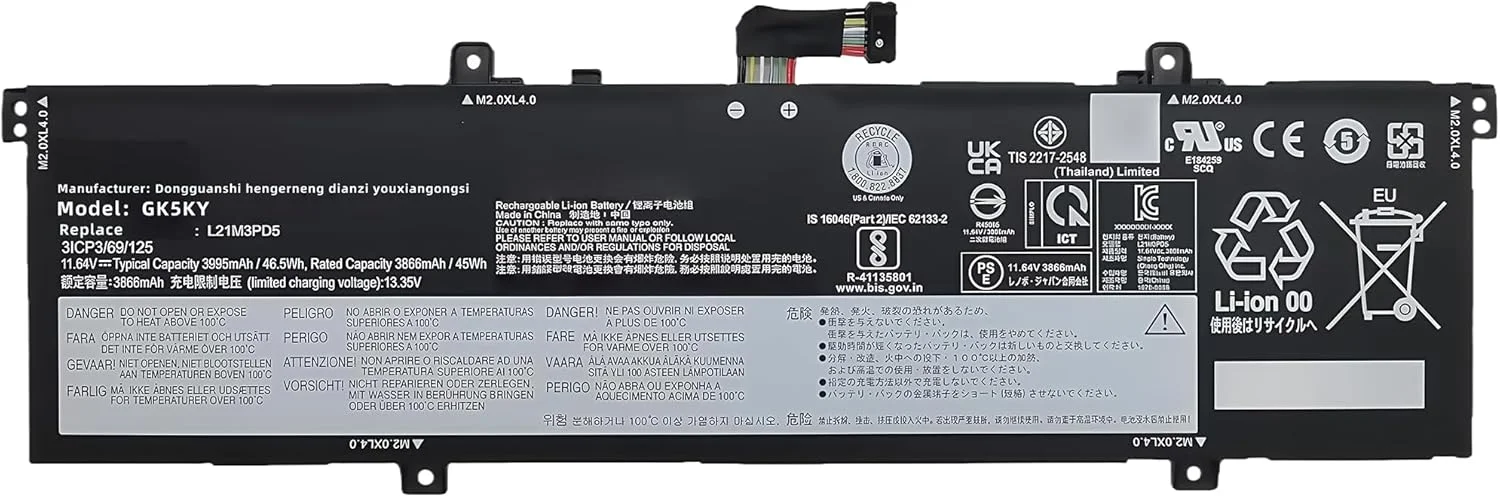 باتری لپ تاپ 46.5Wh L21M3PD5، 3995mAh، 3 سلولی، 11.64 ولت، جایگزین برای لنوو ThinkBook 14 G4+ ARA / ThinkBook 14 G4+ IAP سری L21C3PD5 L21L3PD5 L21M4PD6 L21D4PD6 L21L4PD6 با عملکرد بالا