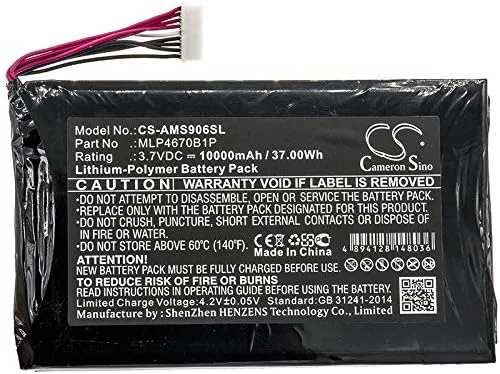 باتری 10000mAh / 37.00Wh، باتری جایگزین مناسب برای Autel Maxisys MS906BT، Maxisys MS906TS، MS906BT، MS906S، MS906TS MLP4670B1P