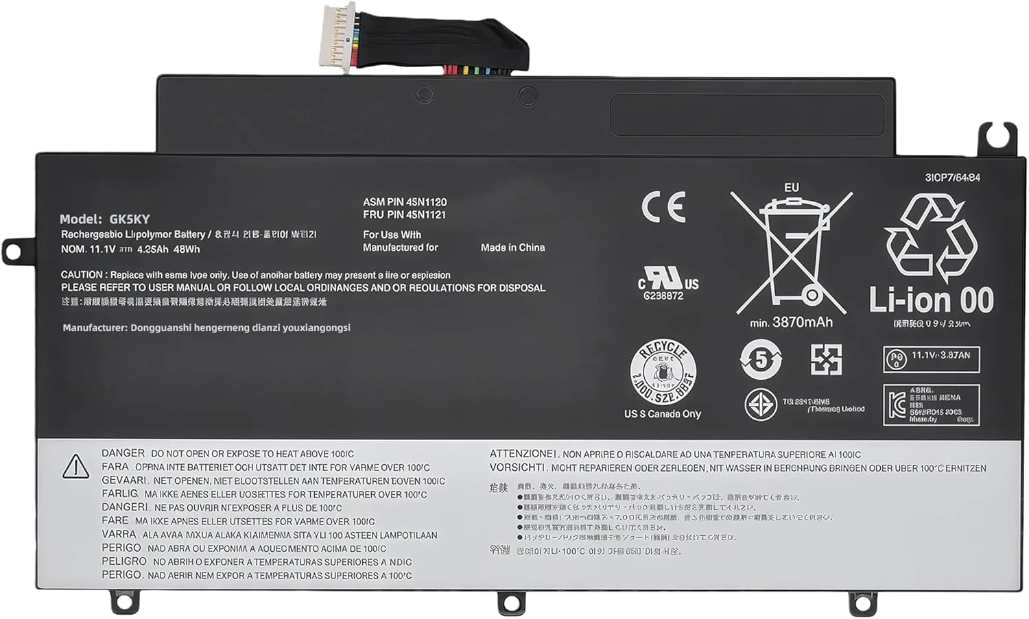 باتری لپ تاپ 48Wh 45N1120 45N1121 45N1122 45N1123 برای لنوو ThinkPad T431s 20AC001AUS 20AA000BUS سری با عملکرد بالا