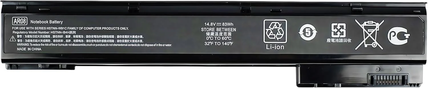 باتری لپ تاپ 83Wh AR08 AR08XL برای سری ایستگاه کاری موبایل HP ZBook 15 17 مدل های HSTNN-IB4H HSTNN-IB4I 708455-001 708456-001 707614-121 707614-141 707615-141 با ولتاژ 14.8V و 8 سلول با عملکرد بالا