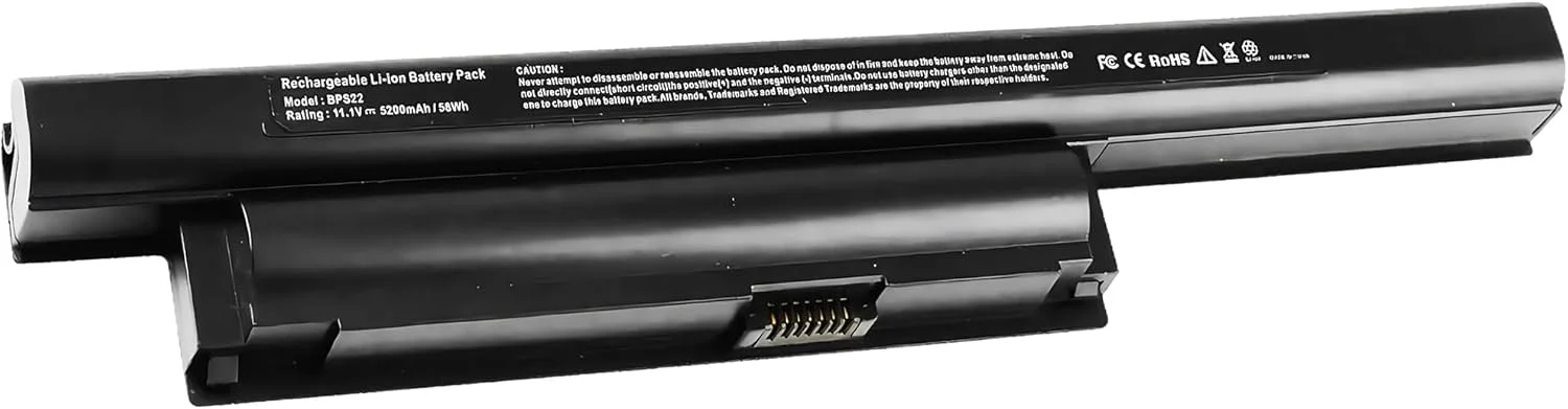 باتری لپ تاپ 58Wh مدل VGP-BPS22 BPS22 VGP-BPS22A VGP-BPL22 VGP-BPS22/A جایگزین برای نوت بوک های منتخب سونی VAIO، 6 سلولی 5200mAh با عملکرد بالا