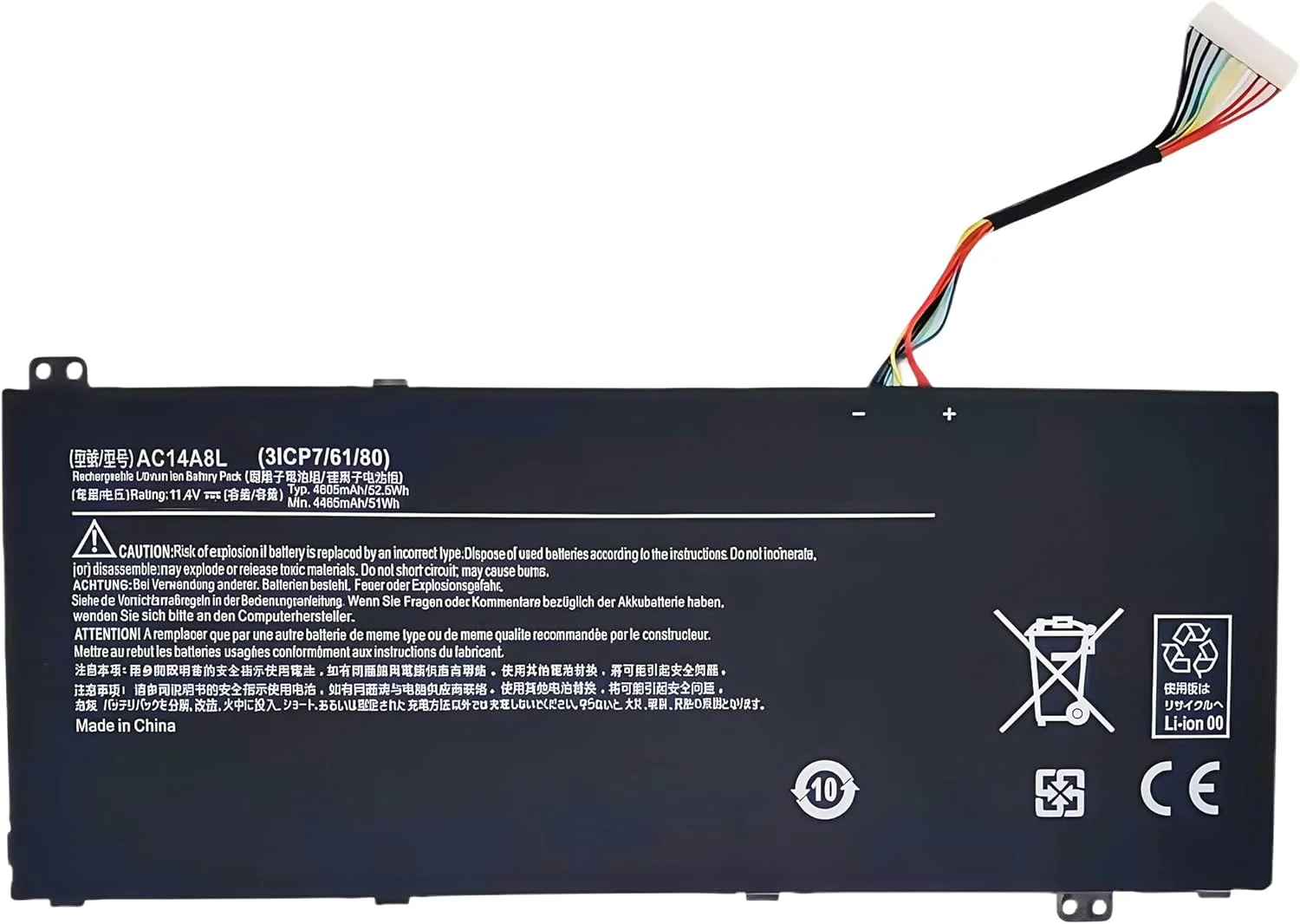 باتری لپ تاپ 52.5Wh AC14A8L جایگزین برای Acer V15 Nitro Aspire VN7-571 VN7-591 VN7-571G VN7-791G VN7-791 سری 11.4V با عملکرد بالا