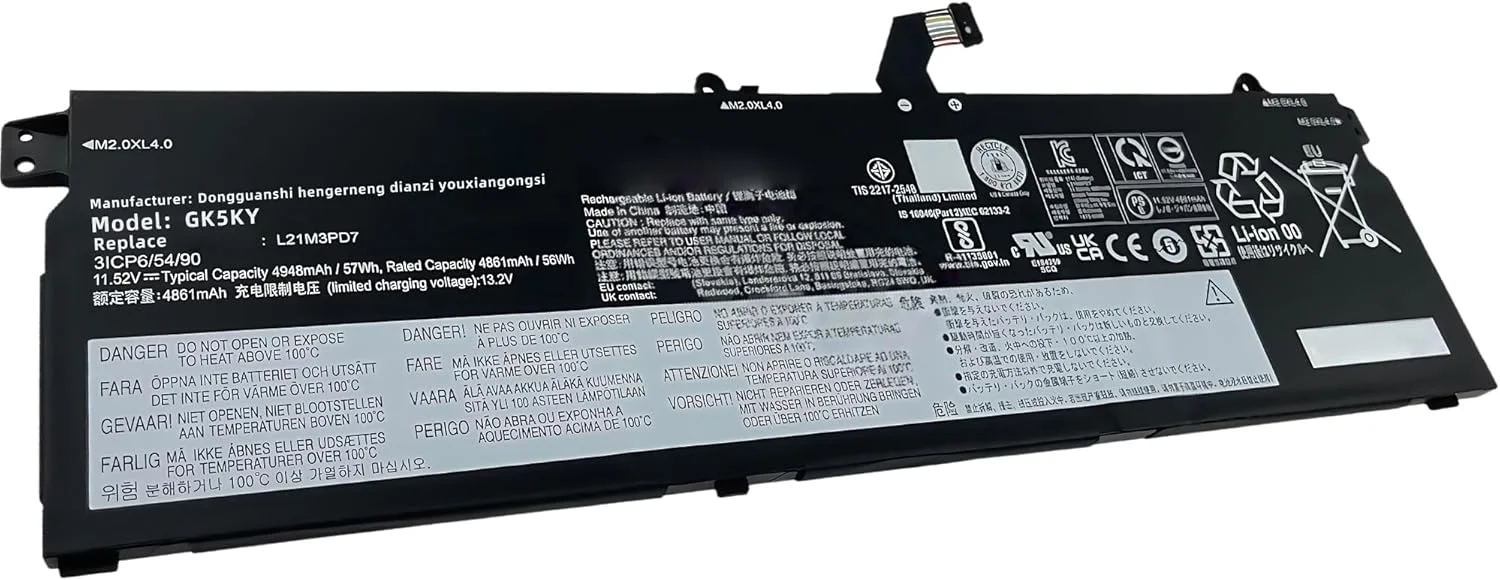 باتری لپ تاپ 57Wh L21C3PD7 L21M3PD7 SB11F09741 5B11F09734 5B11F09738 31CP6/54/90 سازگار با لپ تاپ های Lenovo ThinkBook 16 G4+ ARA IAP Series با عملکرد بالا