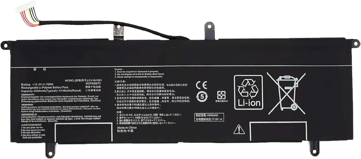 باتری لپ تاپ 70Wh C41N1901 جایگزین برای ایسوس ZenBook Duo UX481 UX481FA UX481FL UX481FLY UX481F X481FL UX481FL-BM002T UX481FA-BM020R UX481FL-BP1505T سری نوت بوک 15.4V با عملکرد بالا