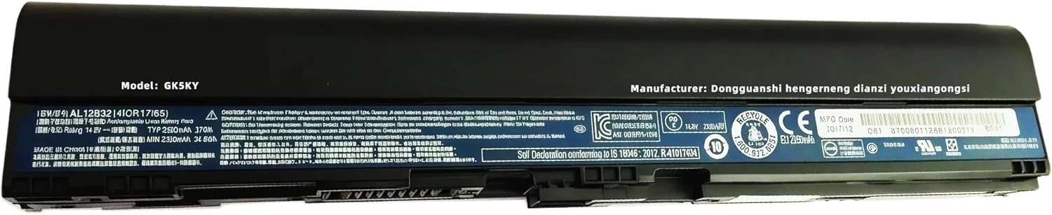 باتری لپ تاپ جایگزین AL12B32 AL12B31 AL12B72 AL12X32 AL12A31 با توان 34.8 وات برای Acer Aspire One 725 756 V5-171 TravelMate B113 B113M B113-M Chromebook C7 C710، ولتاژ 14.8 ولت و ظرفیت 2350 میلی آمپر ساعت با عملکرد بالا