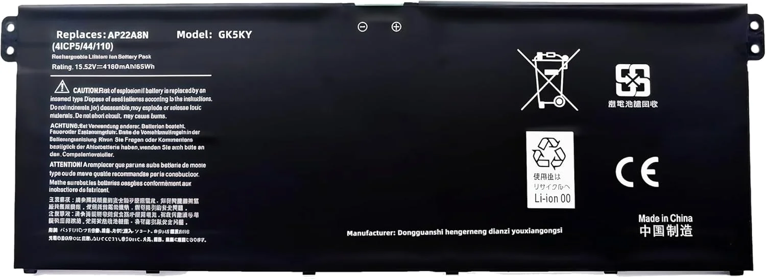 باتری جایگزین 65.01wh AP22A8N برای لپ‌تاپ‌های Acer Swift Go SFG14-71 SFG14-71T SFG16-71 TravelMate P2 TMP214-55 TMP214-55-TCO TMP216-51-TCO P4 TMP414-53 TMP416-52 TMP416-52 P6 سری با عملکرد بالا