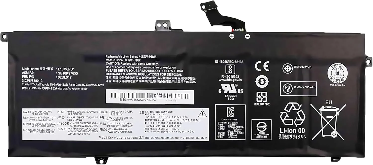 باتری لپ تاپ 48Wh L18C6PD1 جایگزین برای سری Lenovo ThinkPad X13 X390 X395 مدل های L18M6PD1 SB10K97655 02DL017 L18M6PD2 02DL018 SB10K97657 02DL019 L18D6PD1 02DL020 11.4V 4220mAh با عملکرد بالا باتری لپ تاپ 48Wh L18C6PD1 جایگزین برای سری Lenovo ThinkPad X13 X390 X395 مدل های L18M6PD1 SB10K97655 02DL017 L18M6PD2 02DL018 SB10K97657 02DL019 L18D6PD1 02DL020 11.4V 4220mAh با عملکرد بالا