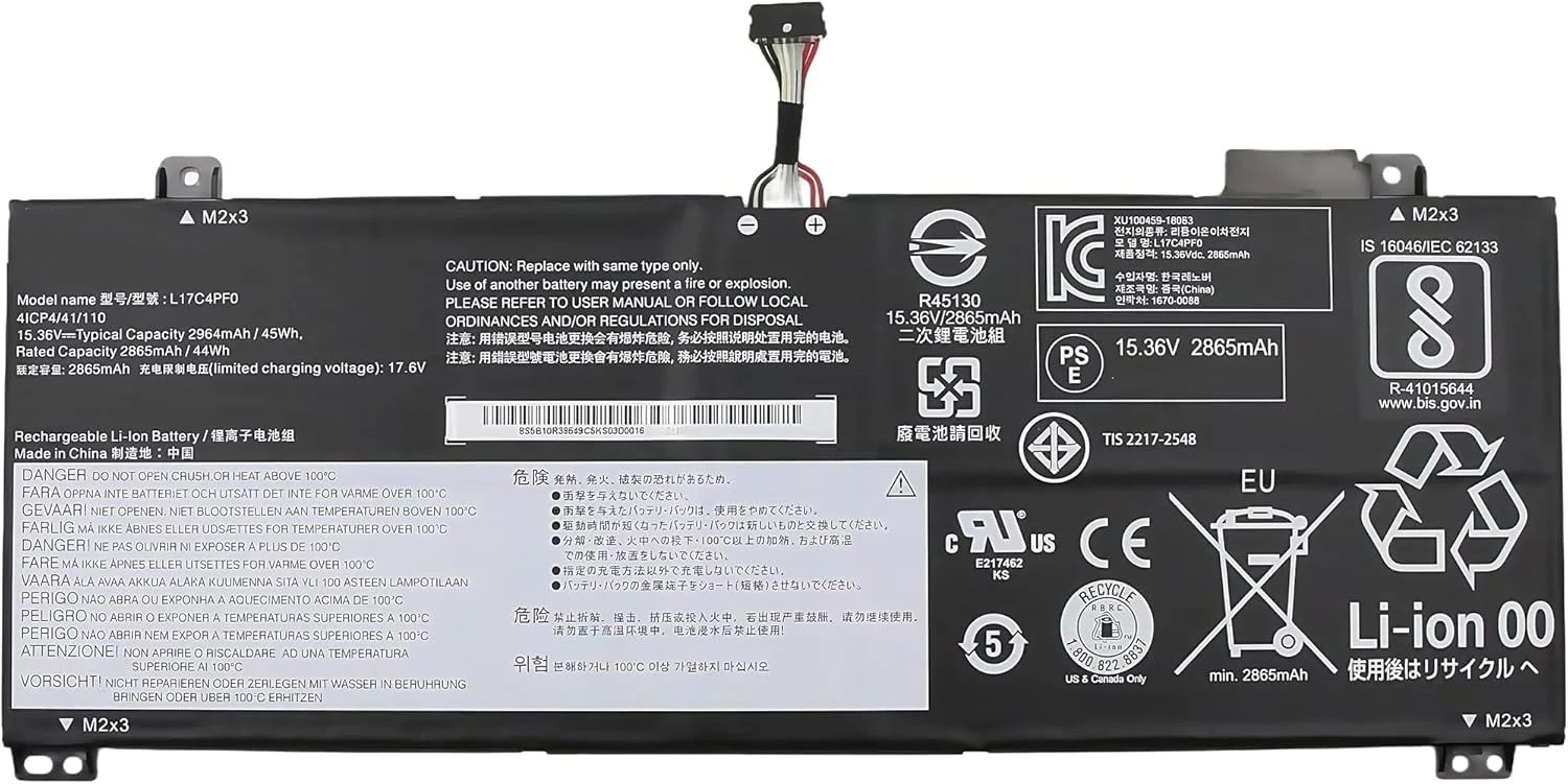 باتری لپ تاپ جایگزین 39.04Wh L17M4PF0 L17C4PF0 برای نوت بوک های سری Lenovo ideapad S530-13IML S530-13IWL مدل 5B10R38649 L17M4PF0 5B10R38650 با عملکرد بالا