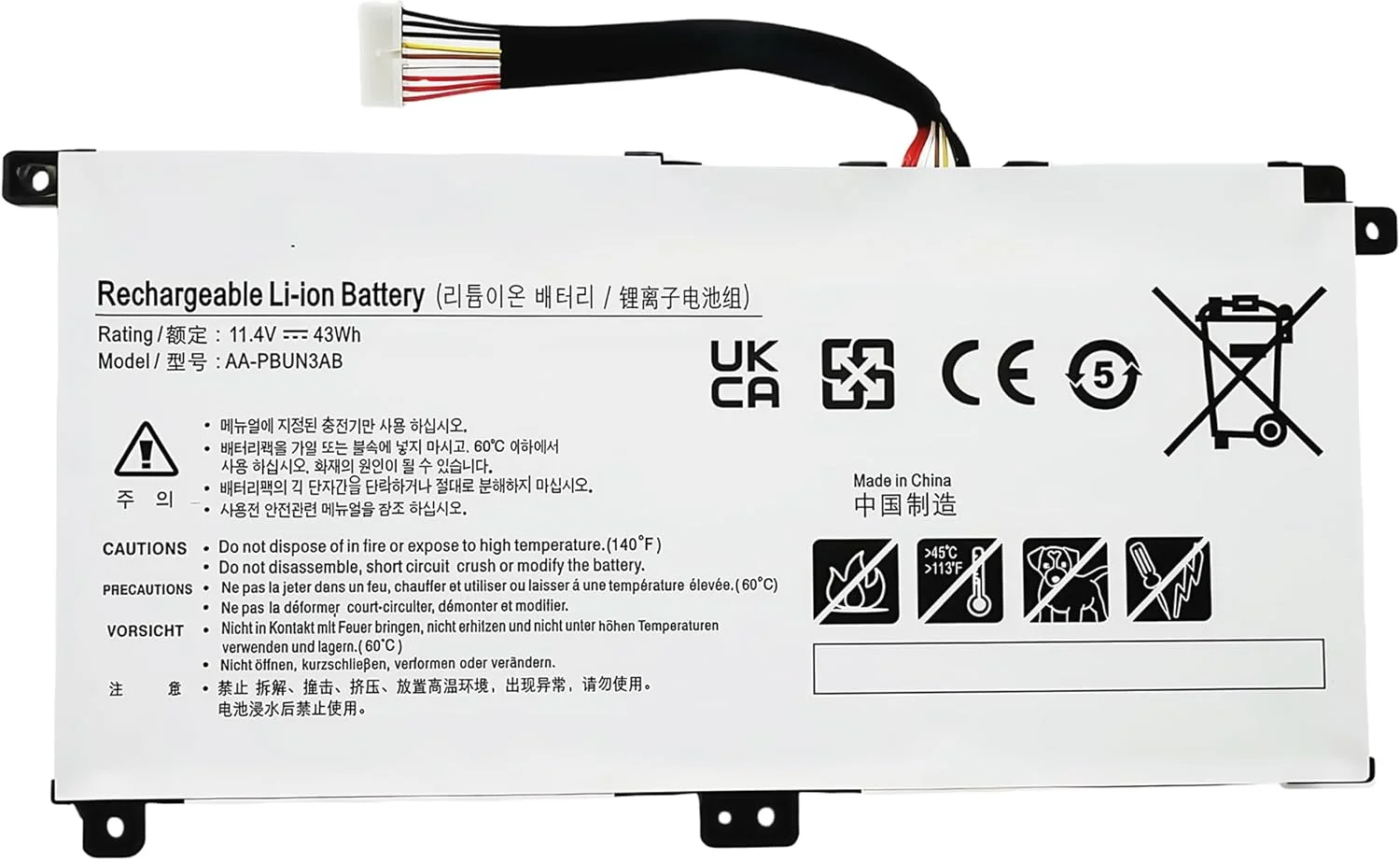 باتری لپ تاپ 43Wh A-PBUN3AB AA-PBUN3QB جایگزین برای نوت بوک سامسونگ سری NP550XTA-K0 NP550XTA-K01US NP530E5M NP740U NP740U3L NP740U5L NP730QAA NP800G5M، 11.4 ولت، عملکرد بالا